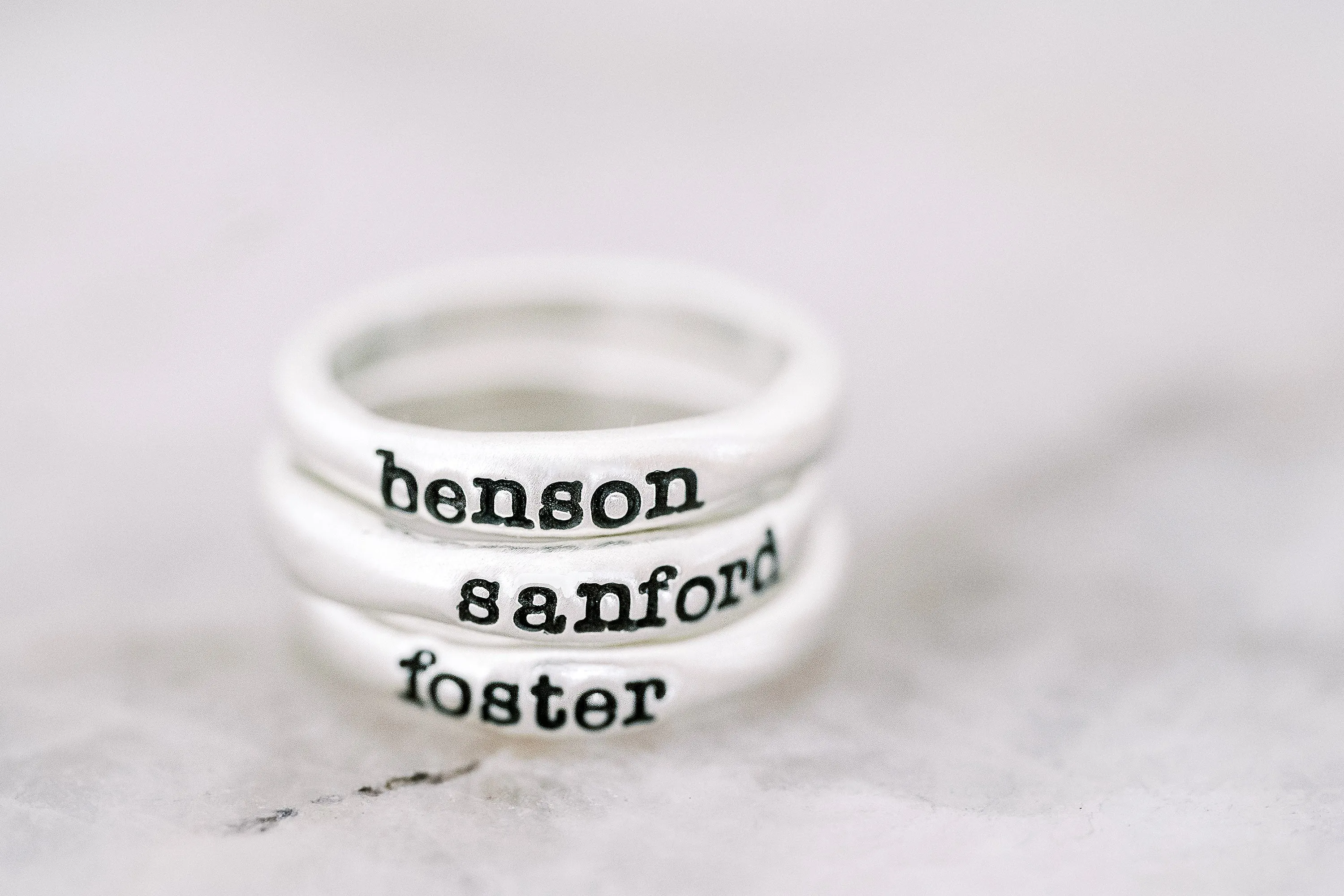 stacking name rings {sterling silver}