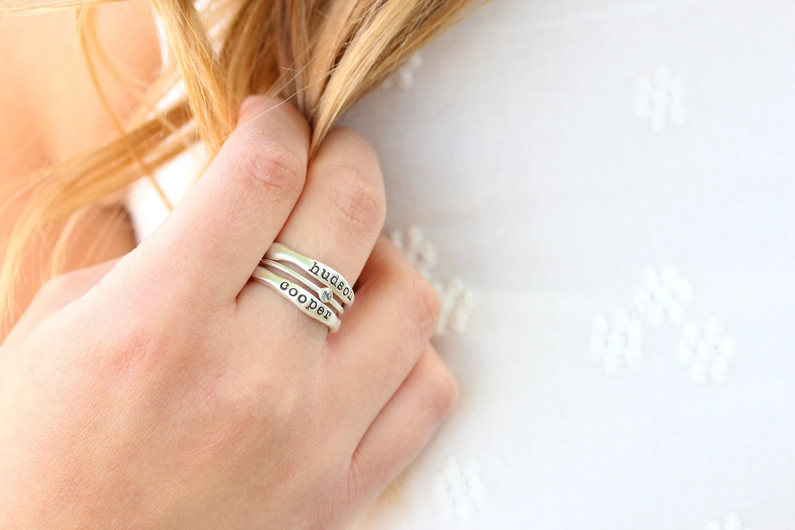 stacking name rings {sterling silver}
