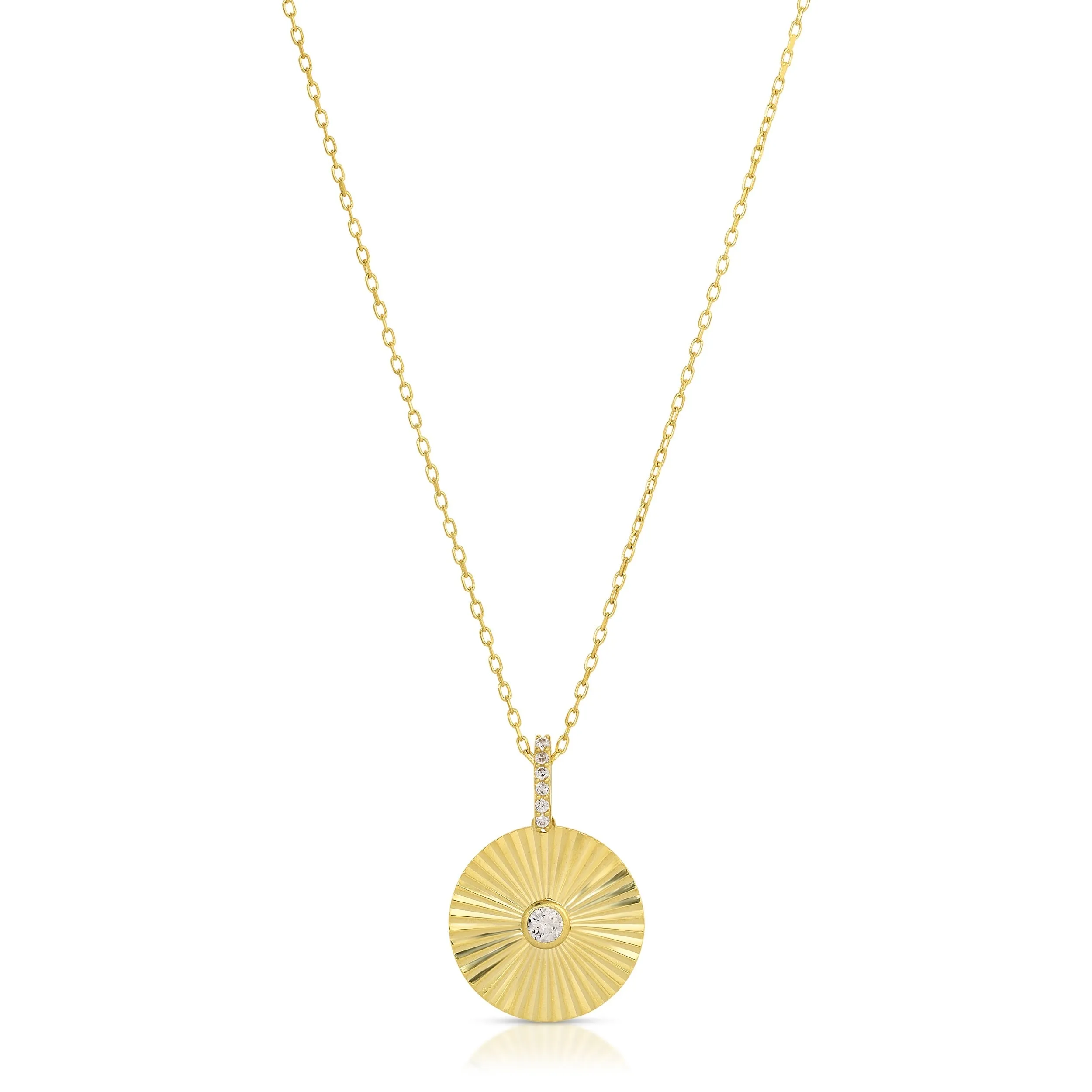 Sterling Silver 14K Gold Plated CZ Stone Necklace