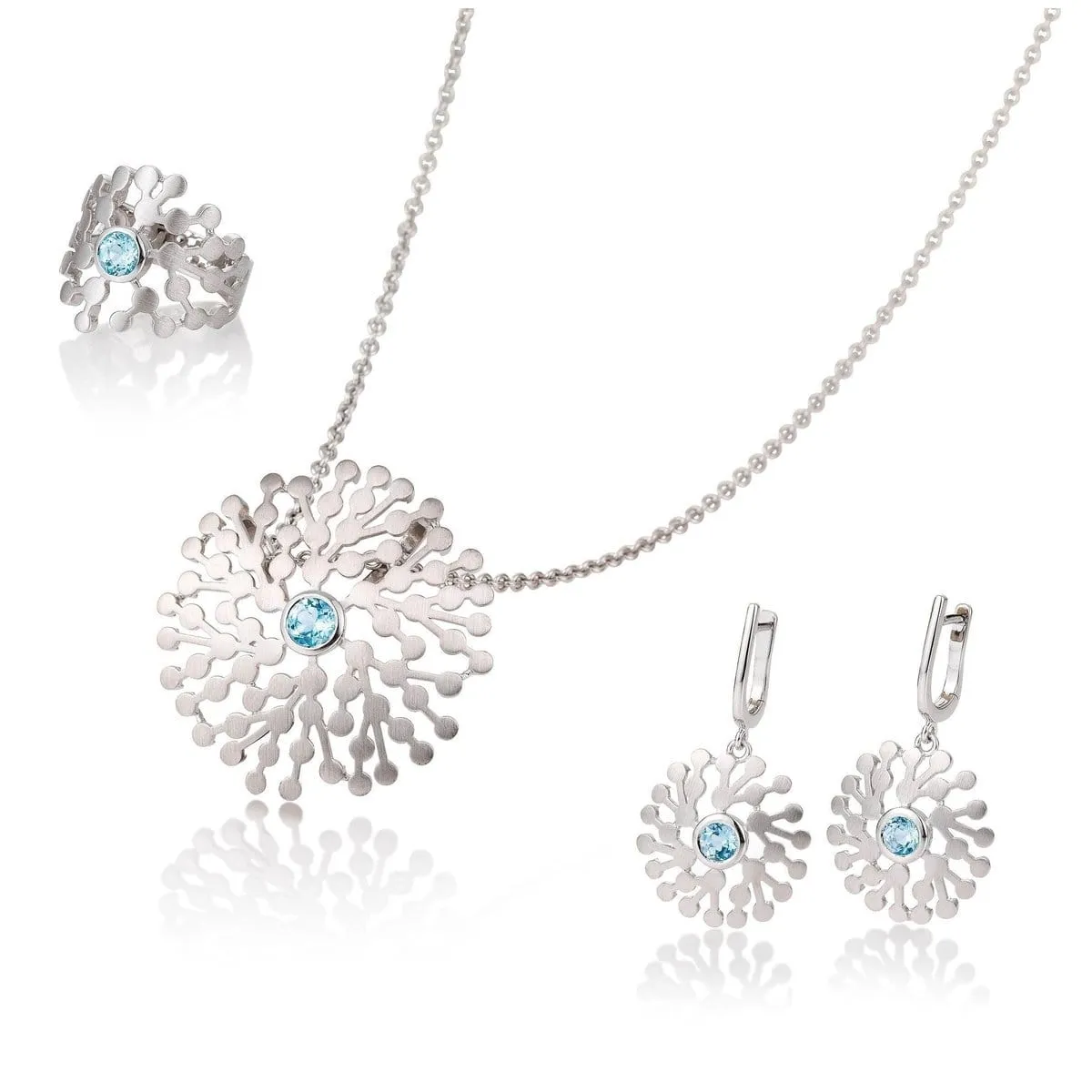 Sterling Silver Blue Topaz Earrings - 06/60714