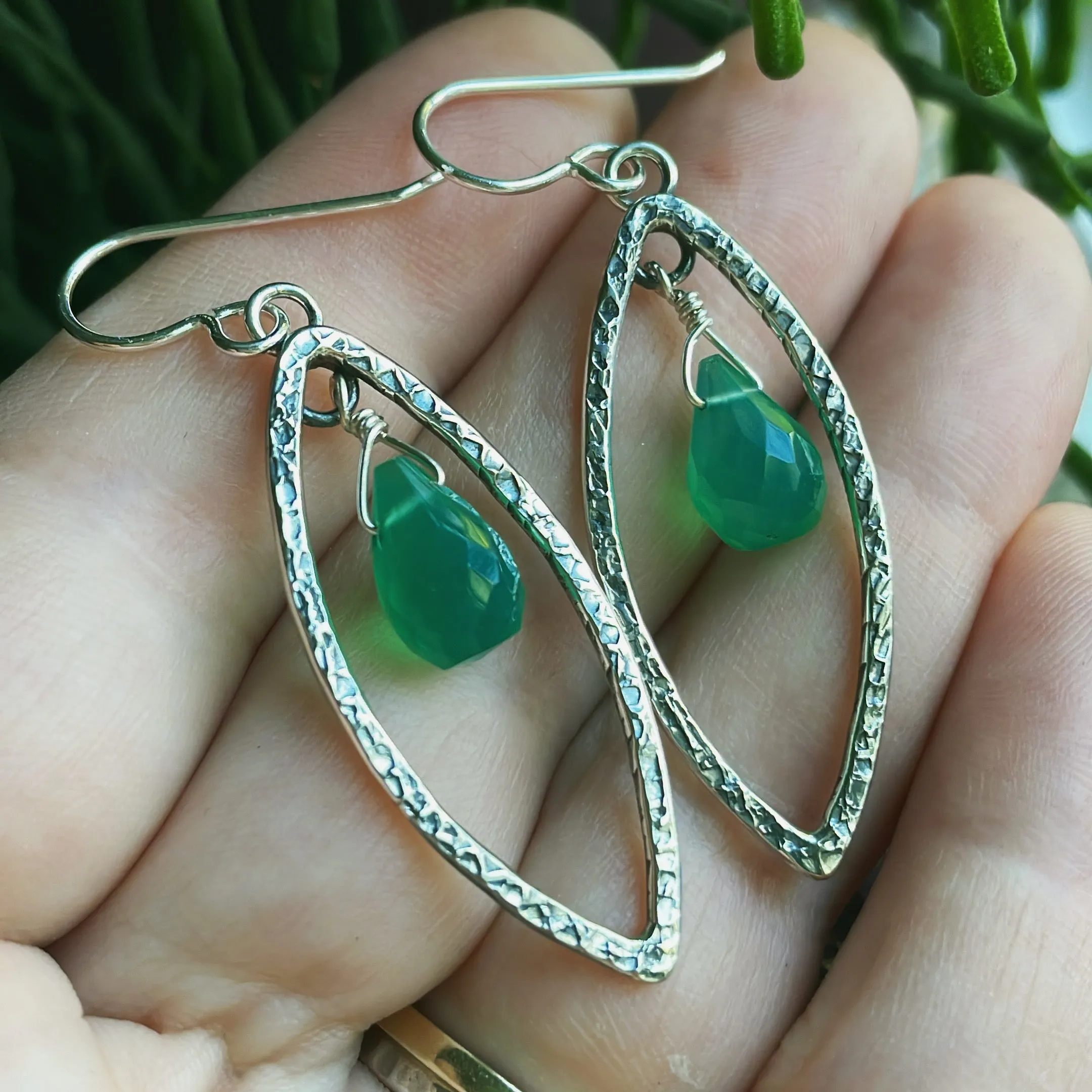 Sterling Silver Textured Marquise Earrings