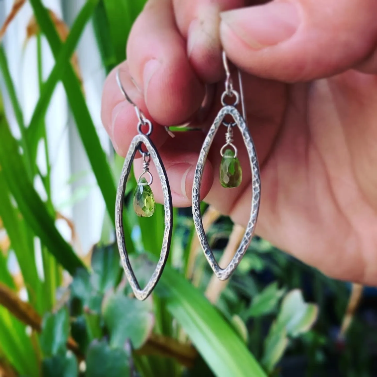 Sterling Silver Textured Marquise Earrings