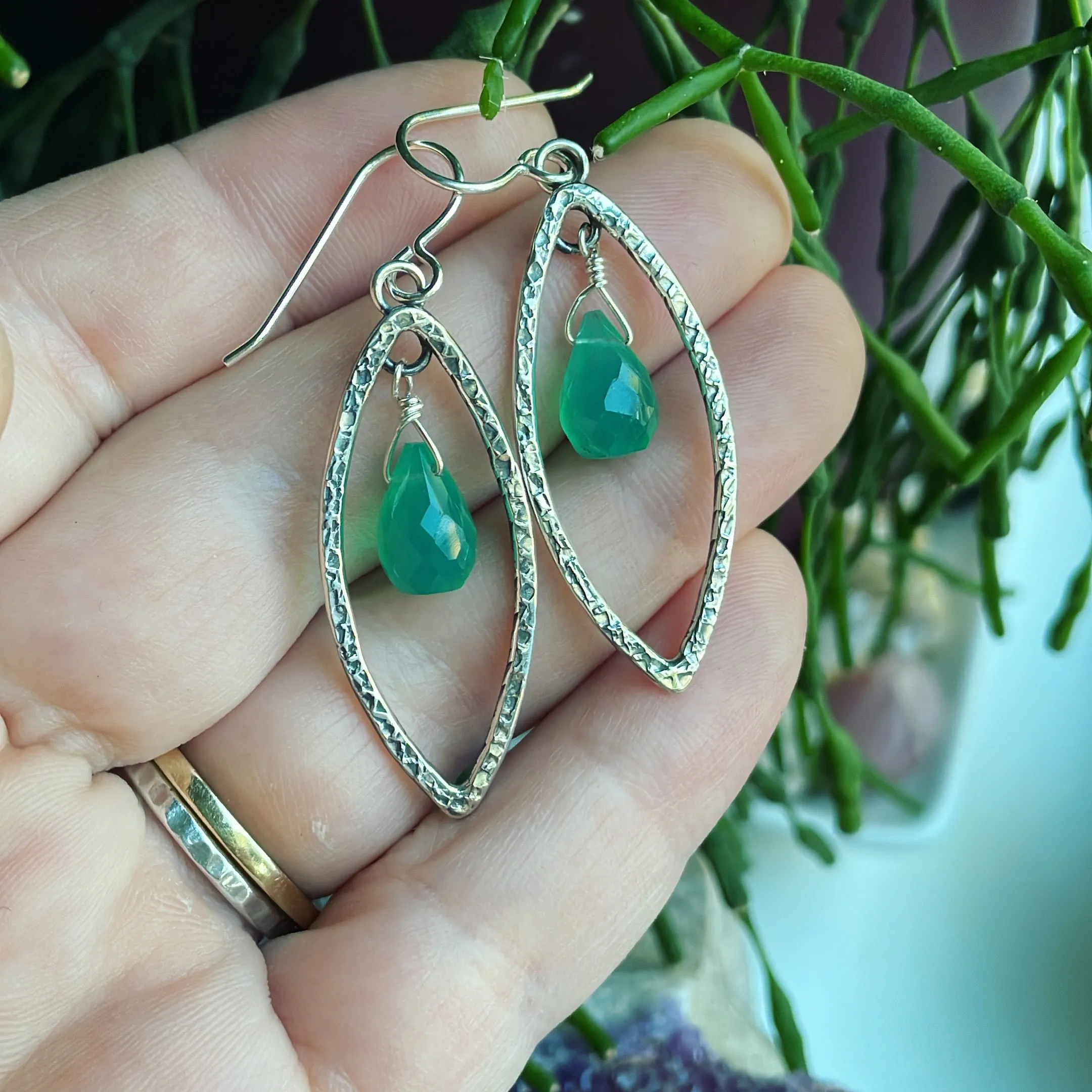 Sterling Silver Textured Marquise Earrings