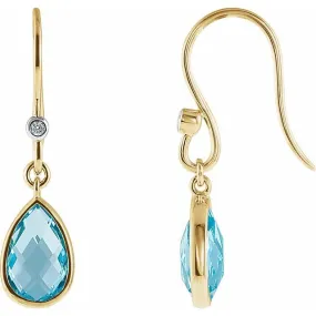 Swiss Blue Topaz & Diamond Earrings