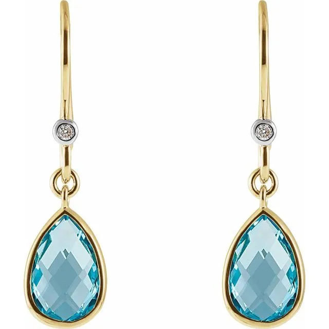 Swiss Blue Topaz & Diamond Earrings
