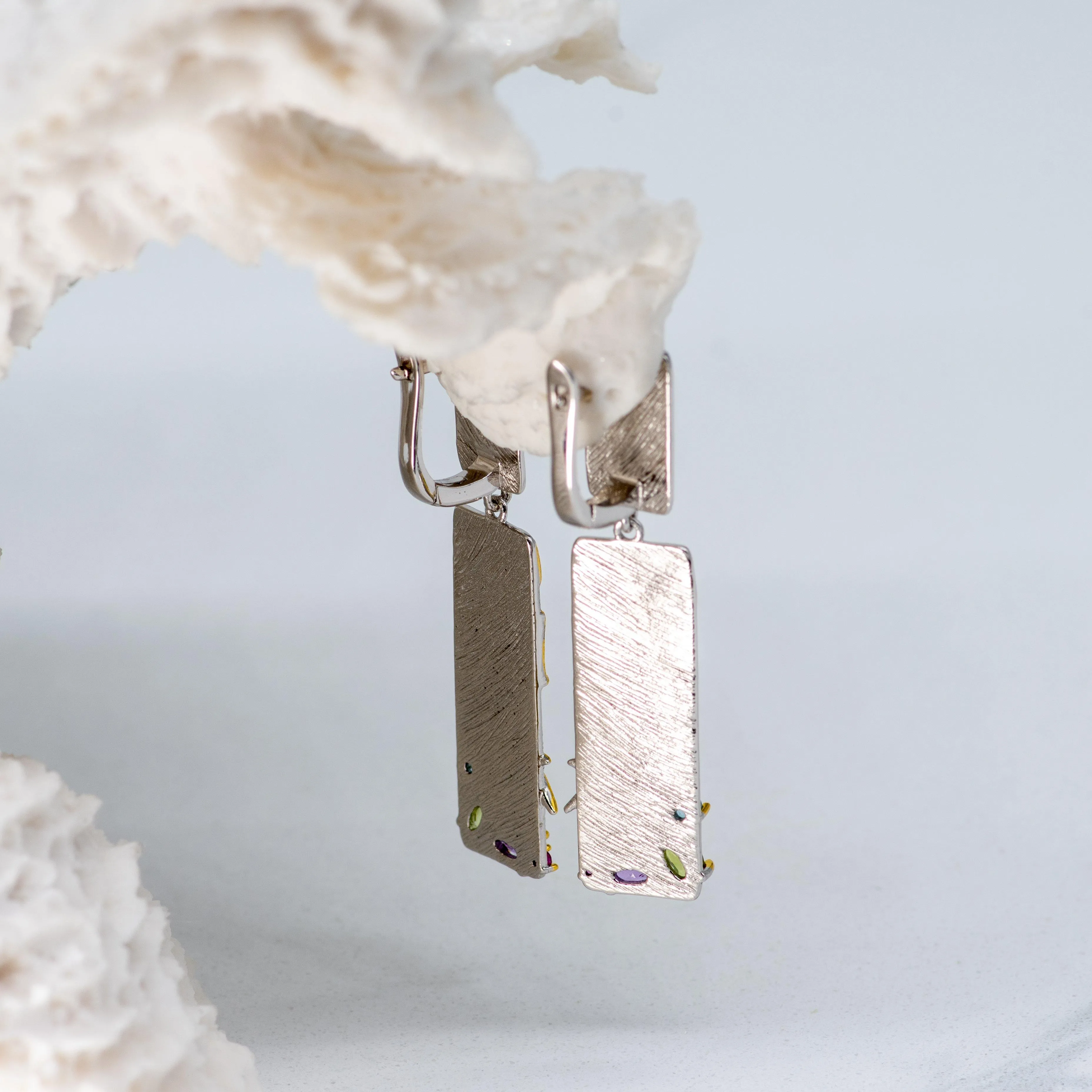 Terra Amethyst Topaz Peridot Earrings in Sterling Silver