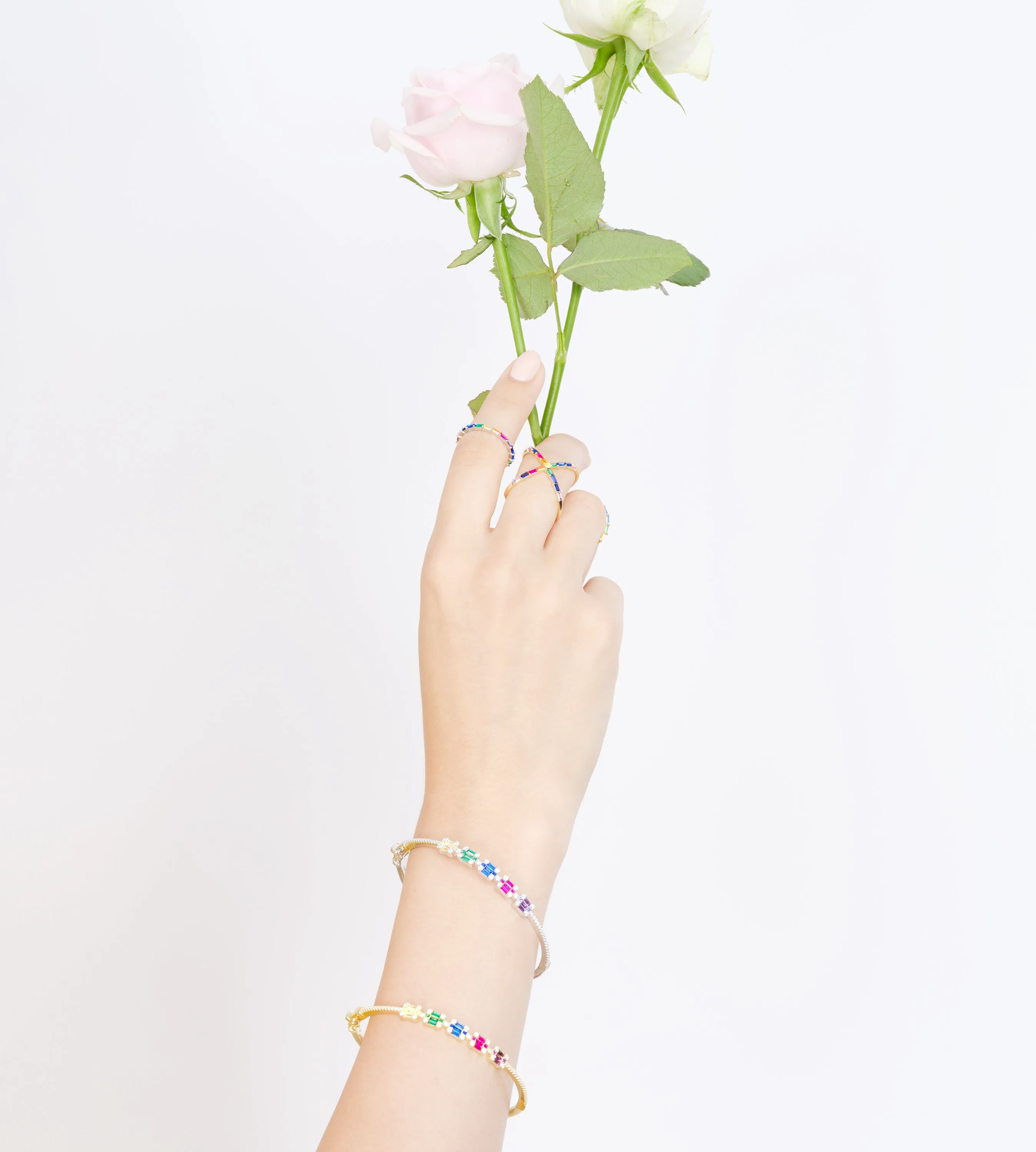 THIALH - Rainbow - White Sterling Silver Bangle