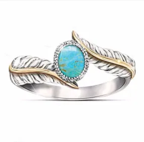 Turquoise Feather Ring