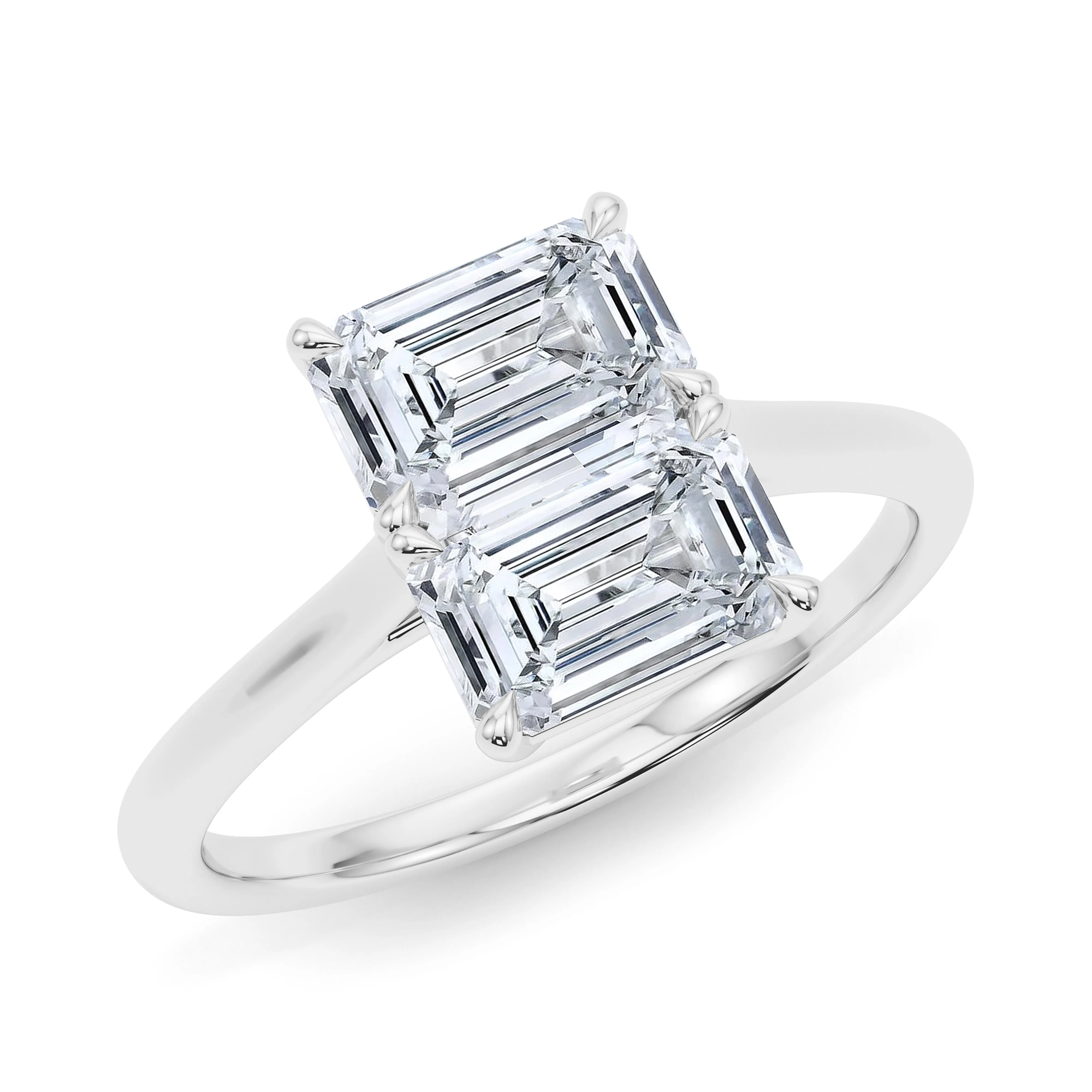Twin Emerald East-West Diamond Ring