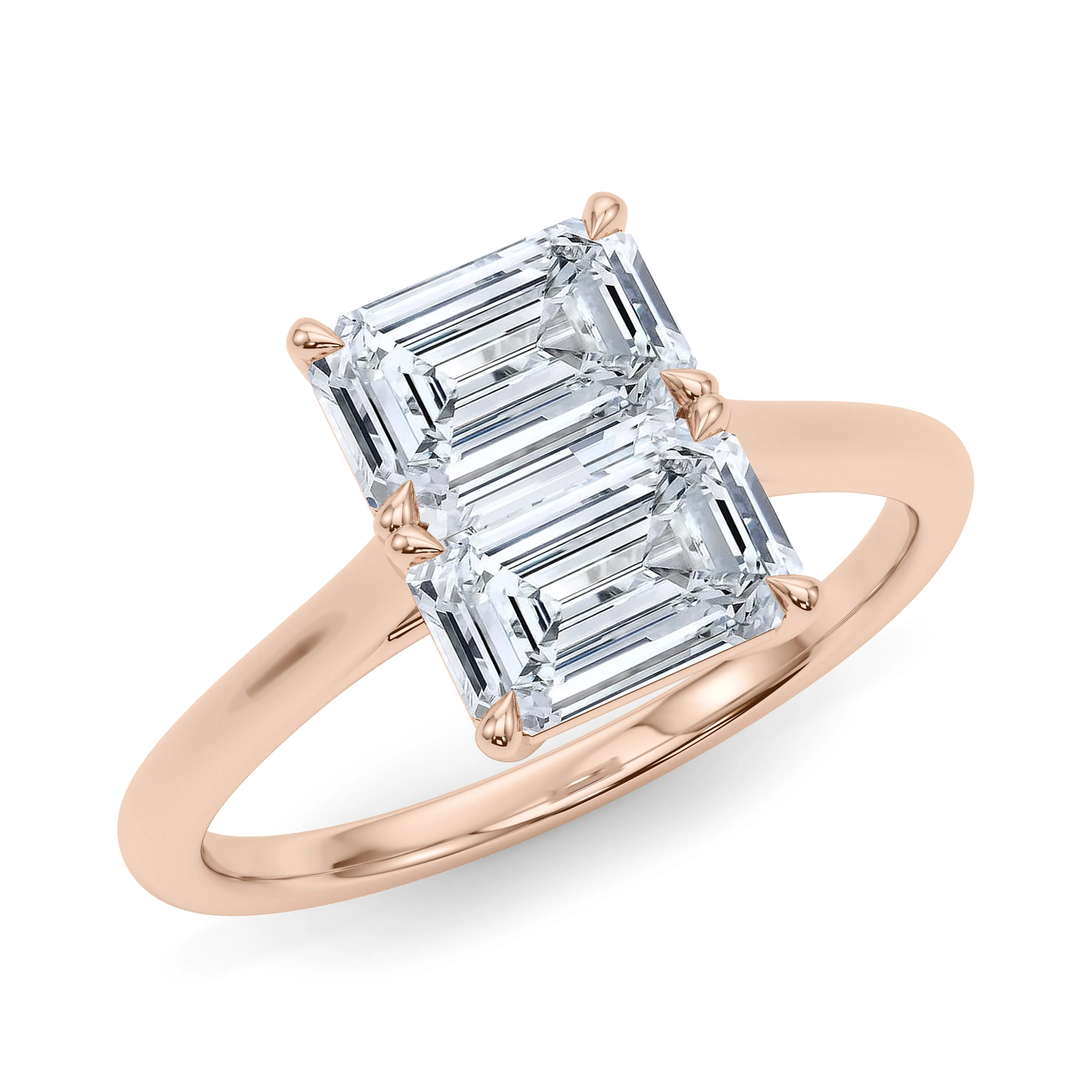 Twin Emerald East-West Diamond Ring