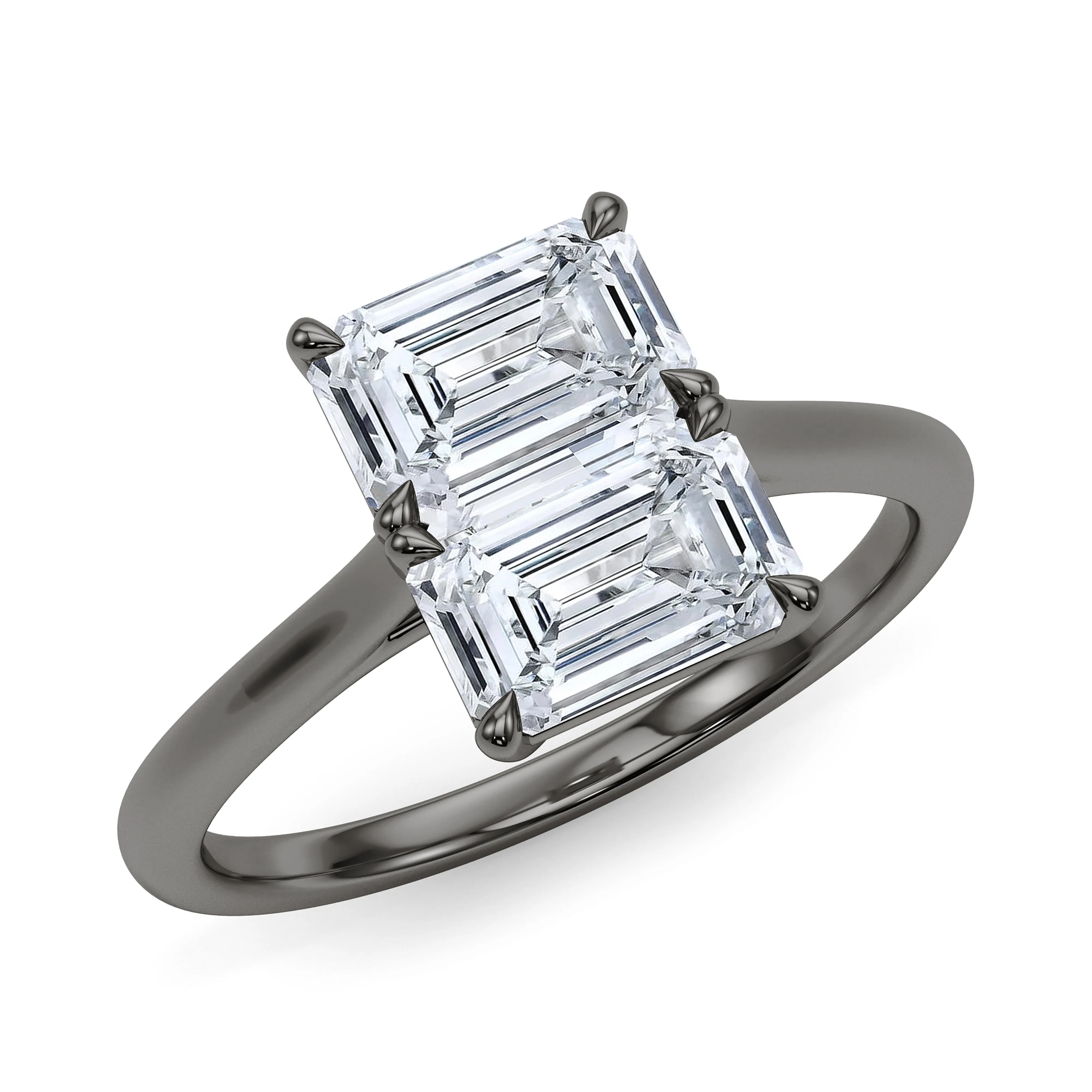 Twin Emerald East-West Diamond Ring