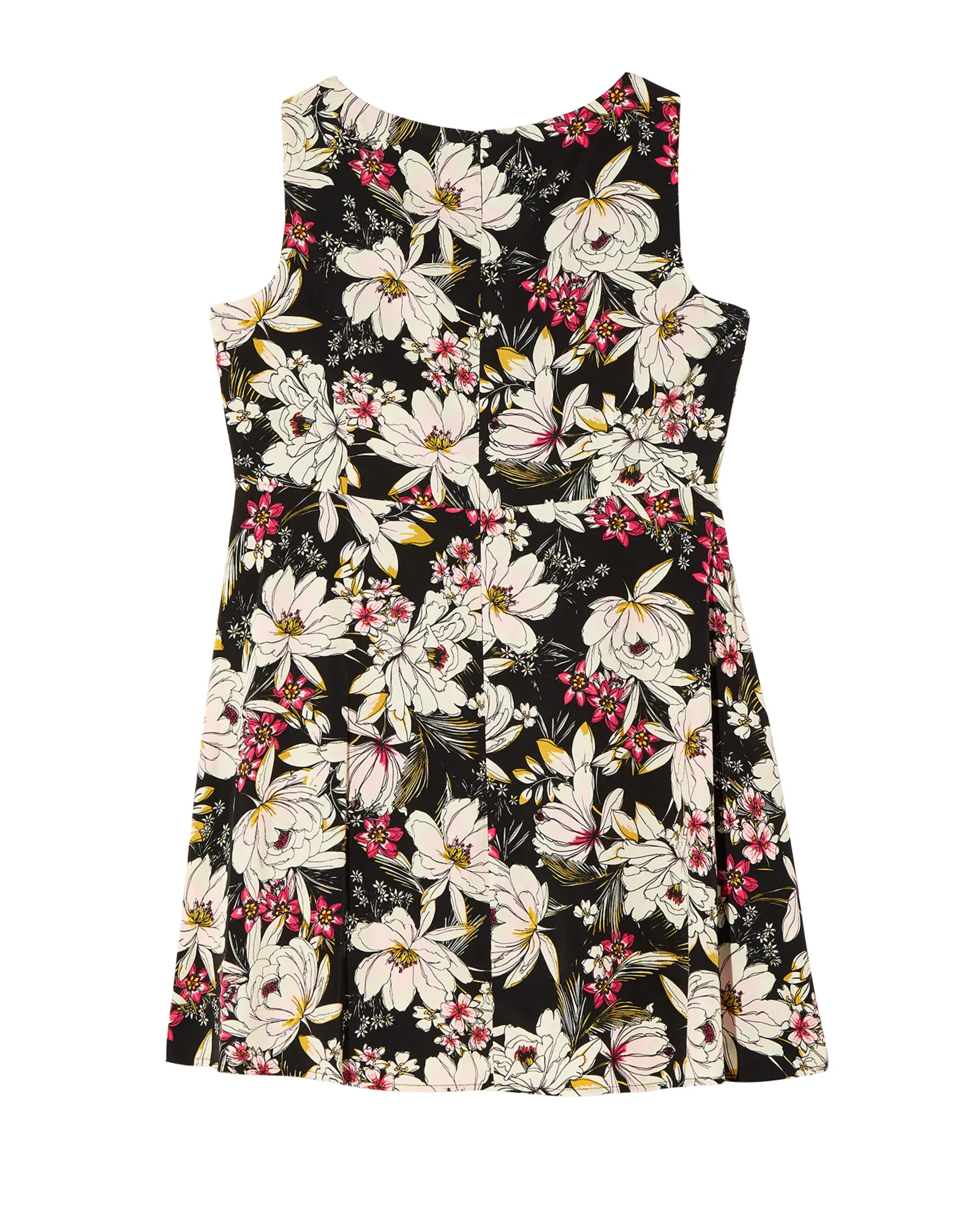 Vera Inverted Pleat Fit and Flare | Black / Pink