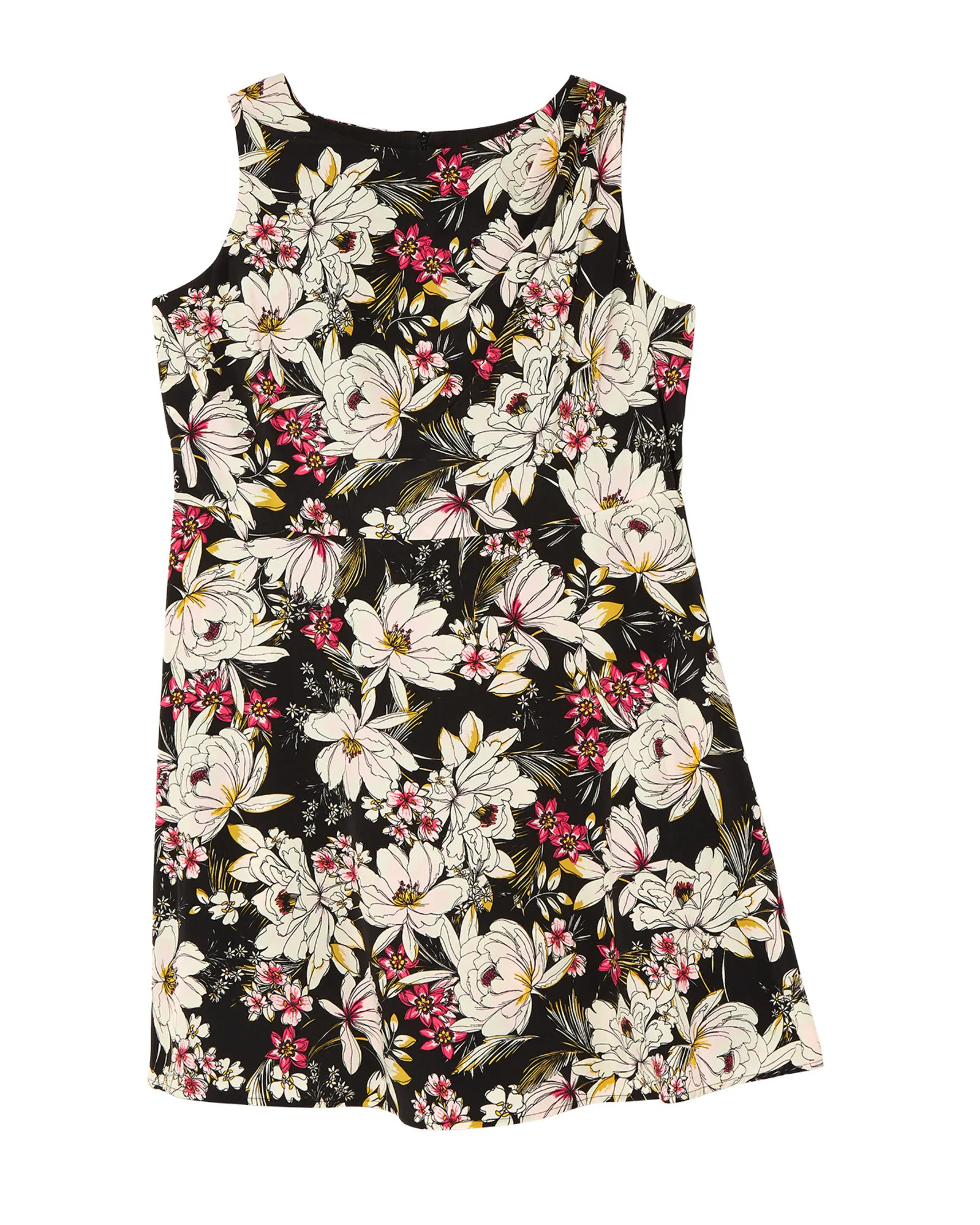 Vera Inverted Pleat Fit and Flare | Black / Pink