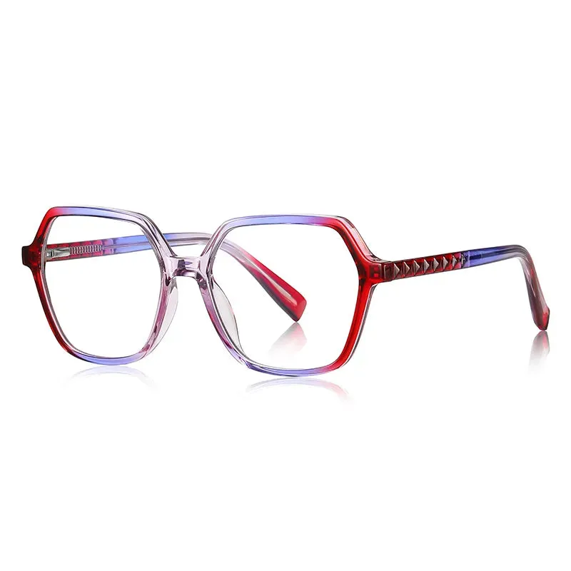Vicky Unisex Full Rim Large Polygon Square Acetate Alloy Reading Glasses 2140