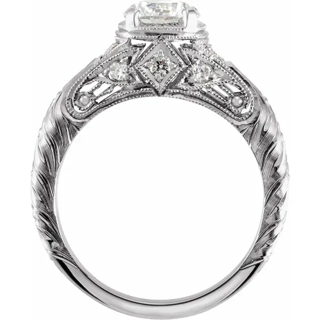 Vintage-inspired 1/8 CTW Curved Diamond Wedding Band