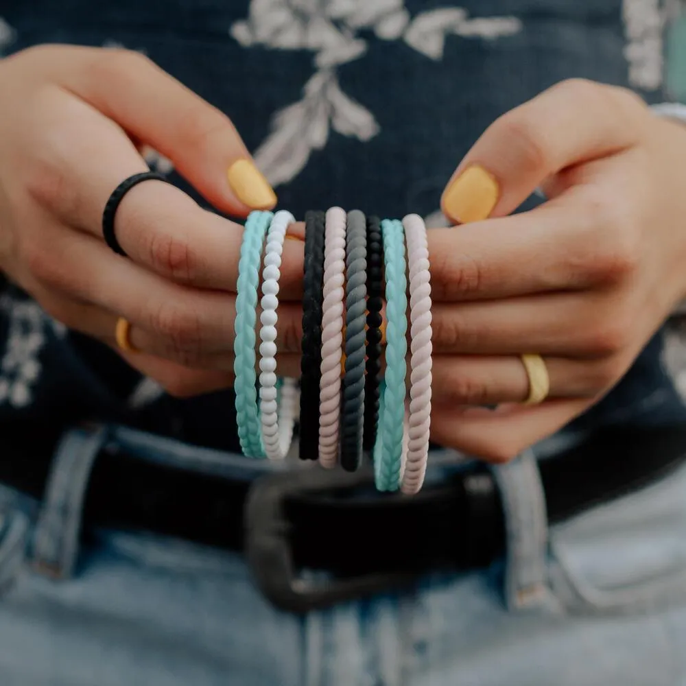 Weave Stackable Silicone Bracelet - Obsidian