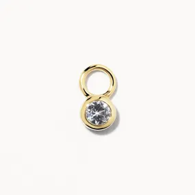 White Topaz Circle Charm in 10k Gold