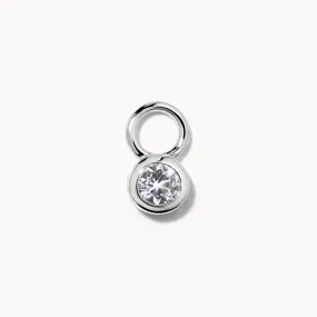 White Topaz Circle Charm in Silver