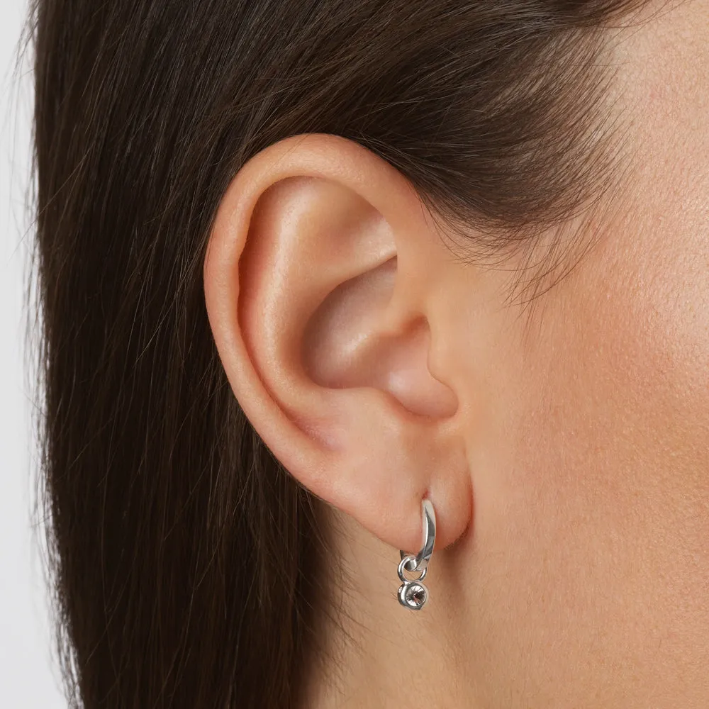 White Topaz Circle Charm in Silver