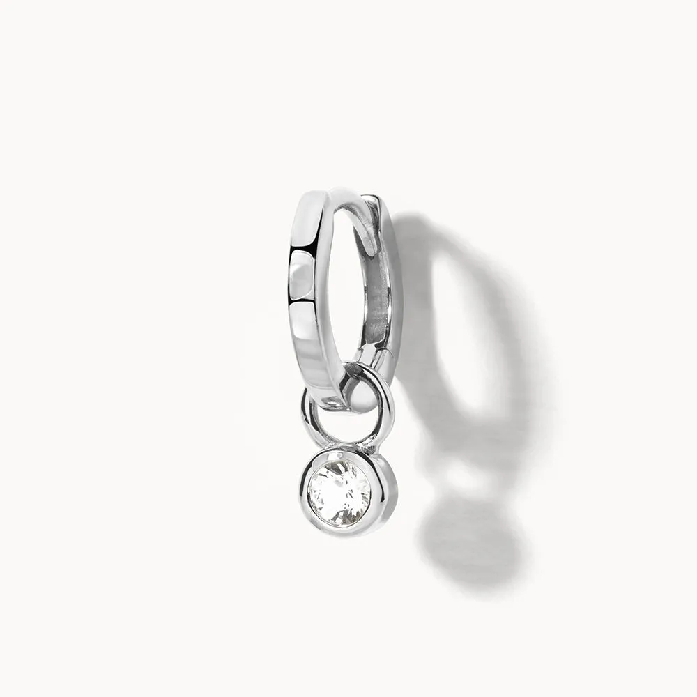 White Topaz Circle Charm in Silver
