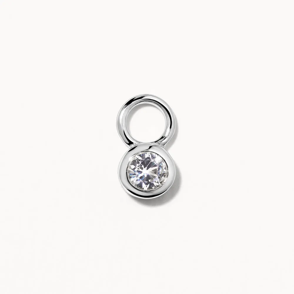 White Topaz Circle Charm in Silver