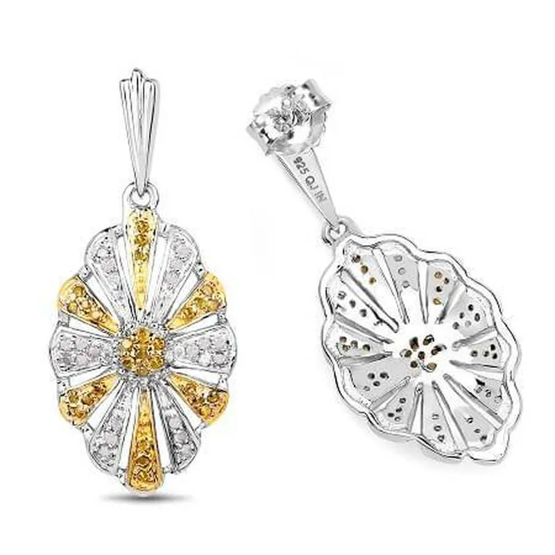 Yellow and White Diamond Earrings